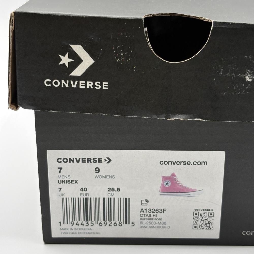Converse Chuck Taylor All Star Shoes Womens 9 Mens Size 7 High Top Pink Rose NEW - Picture 9 of 9